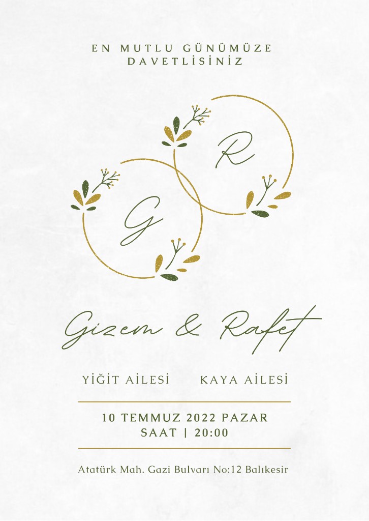 Basılı davetiyede QR kod alanı — düğün sitesine yönlendirir